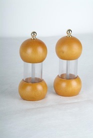 2 mlýnky na sůl a pepř Gerti Gundel 01 dřevo světlé - akryl 12,5 cm